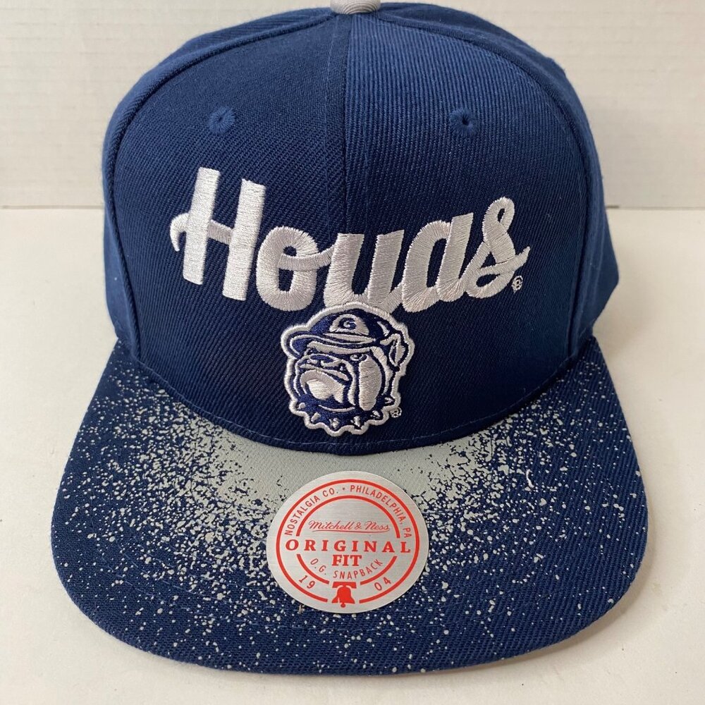 Mitchell &‎ Ness bulldog hat Hoyas navy snapback NCAA spray paint cap